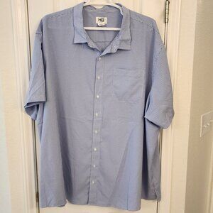 HB Blue Micro-Gingham Short Sleeve Shirt – 5XL – 100% Polyester